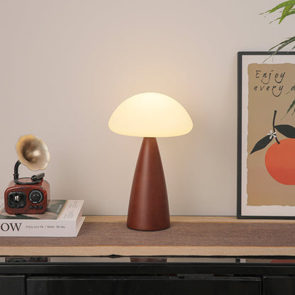 Clara Mushroom Table Lamp | Wood, Acrylic, Metal | Walnut Color