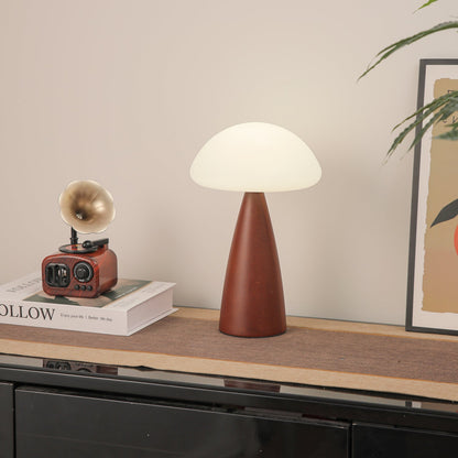 Clara Mushroom Table Lamp | Wood, Acrylic, Metal | Walnut Color