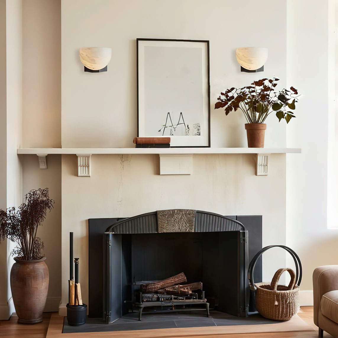 Clara Sconce | Alabaster Shade | Bronze/Black/Nickel Finish