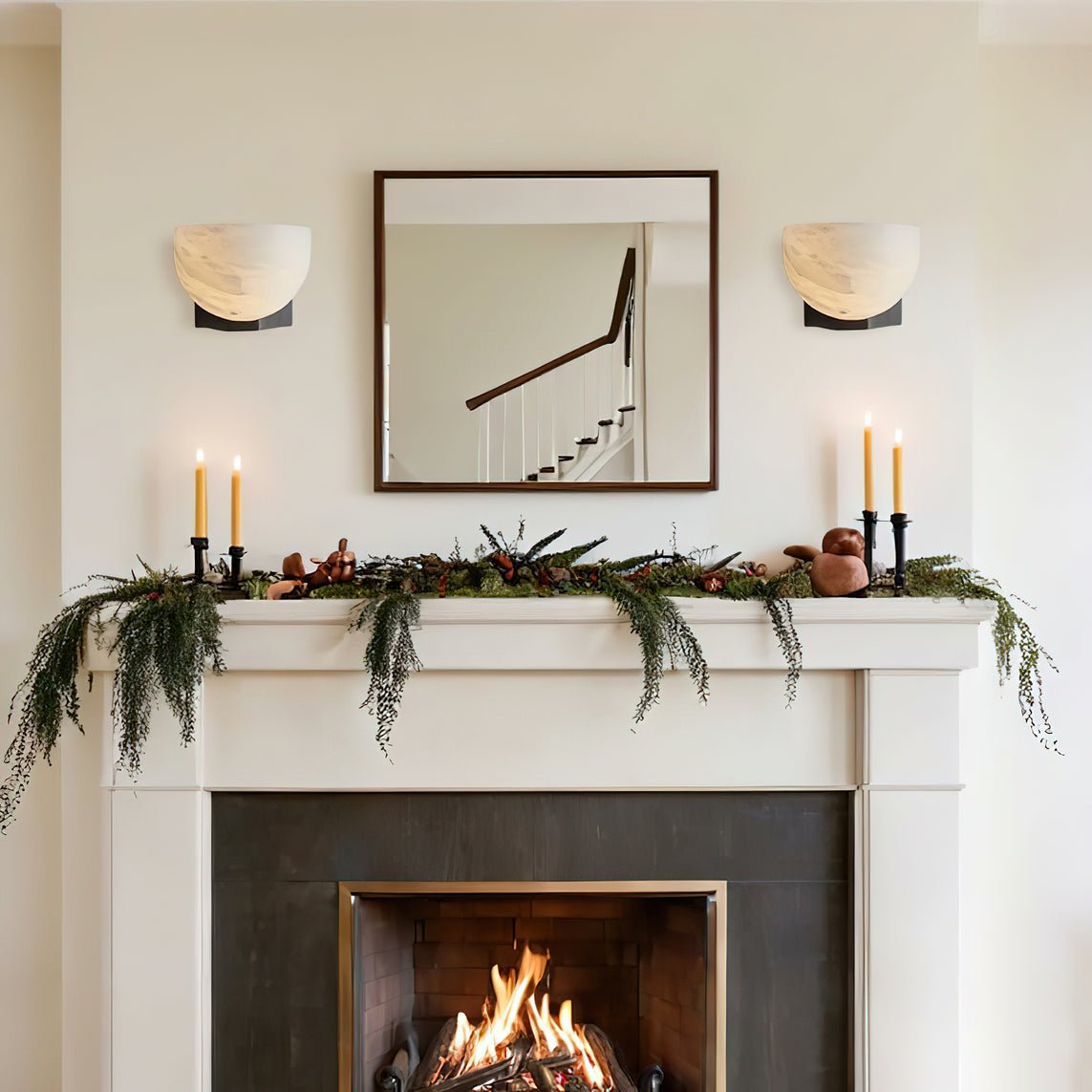 Clara Sconce | Alabaster Shade | Bronze/Black/Nickel Finish