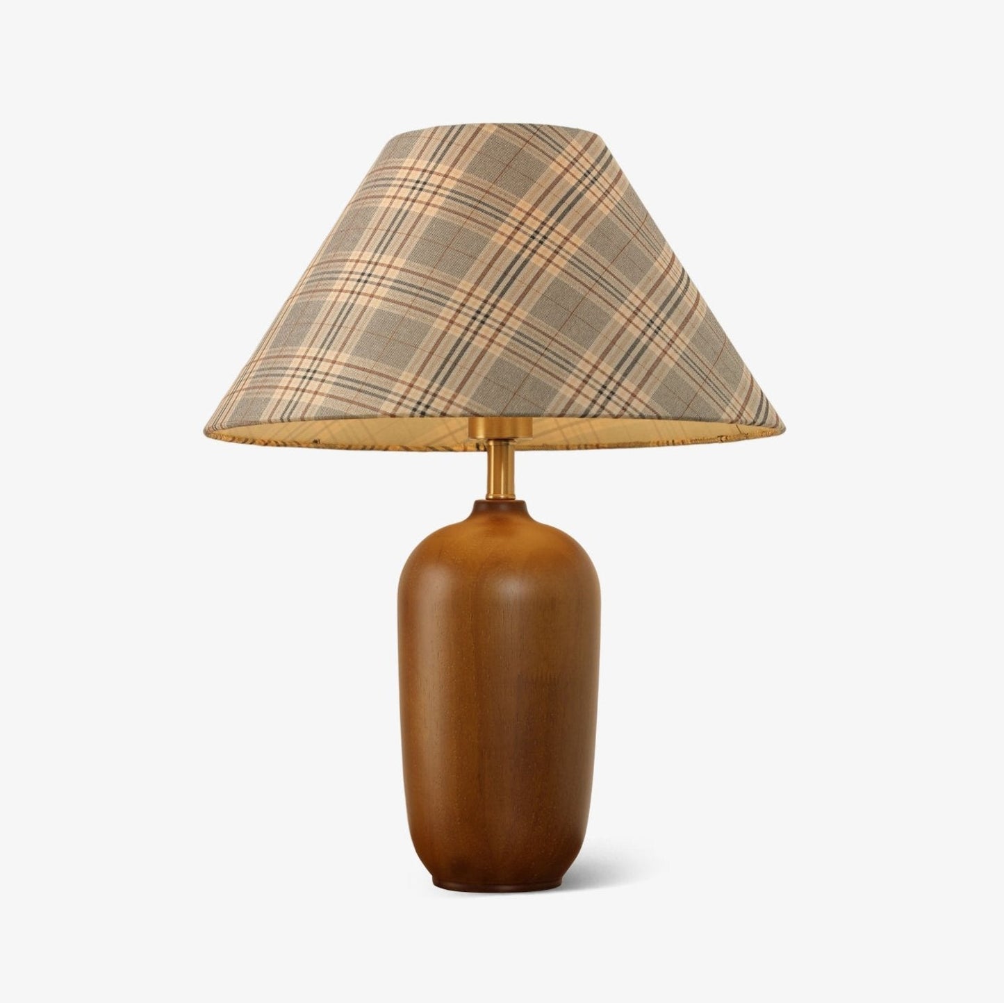 Clara Table Lamp | Walnut Base | Plaid Shade