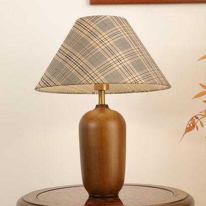 Clara Table Lamp | Walnut Base | Plaid Shade