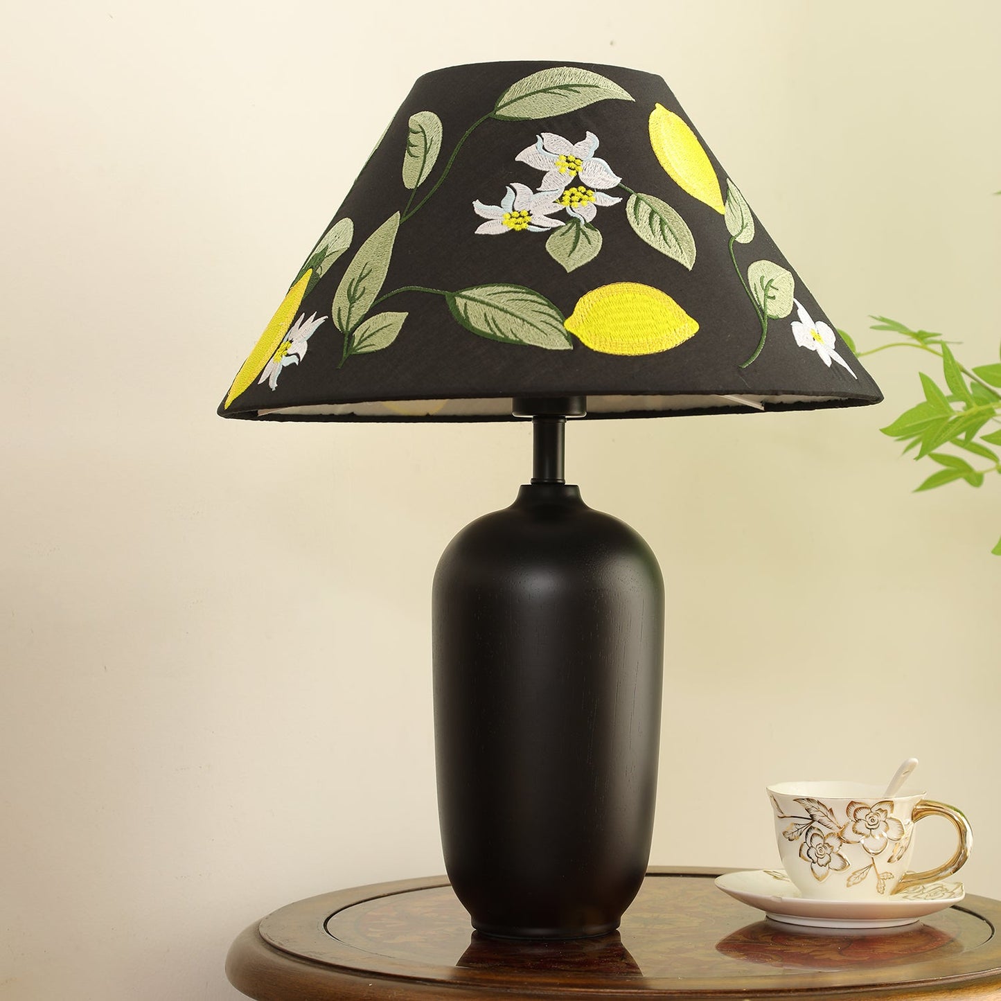 Clara Table Lamp | Walnut Base | Plaid Shade