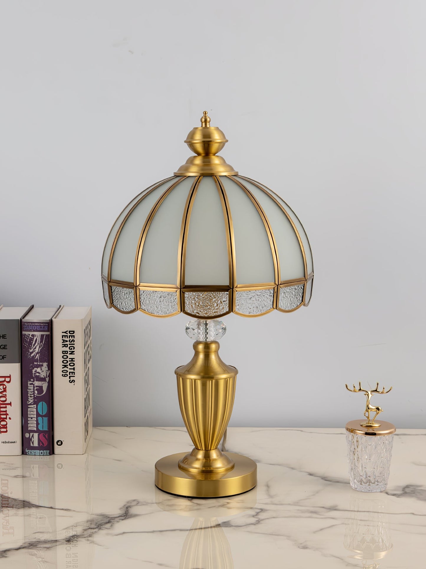 Clarissa Table Lamp | Brass & Glass | White Shade