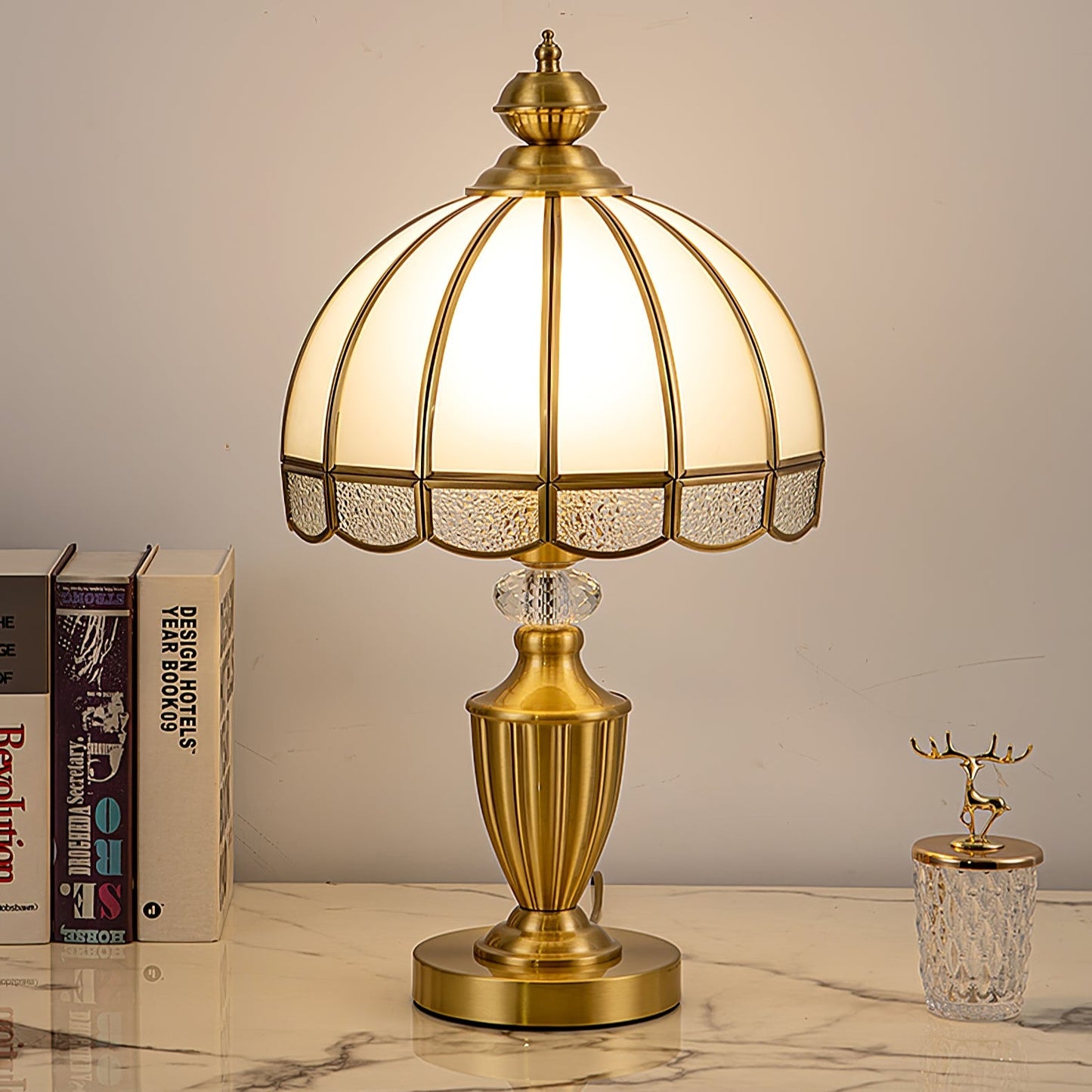 Clarissa Table Lamp | Brass & Glass | White Shade