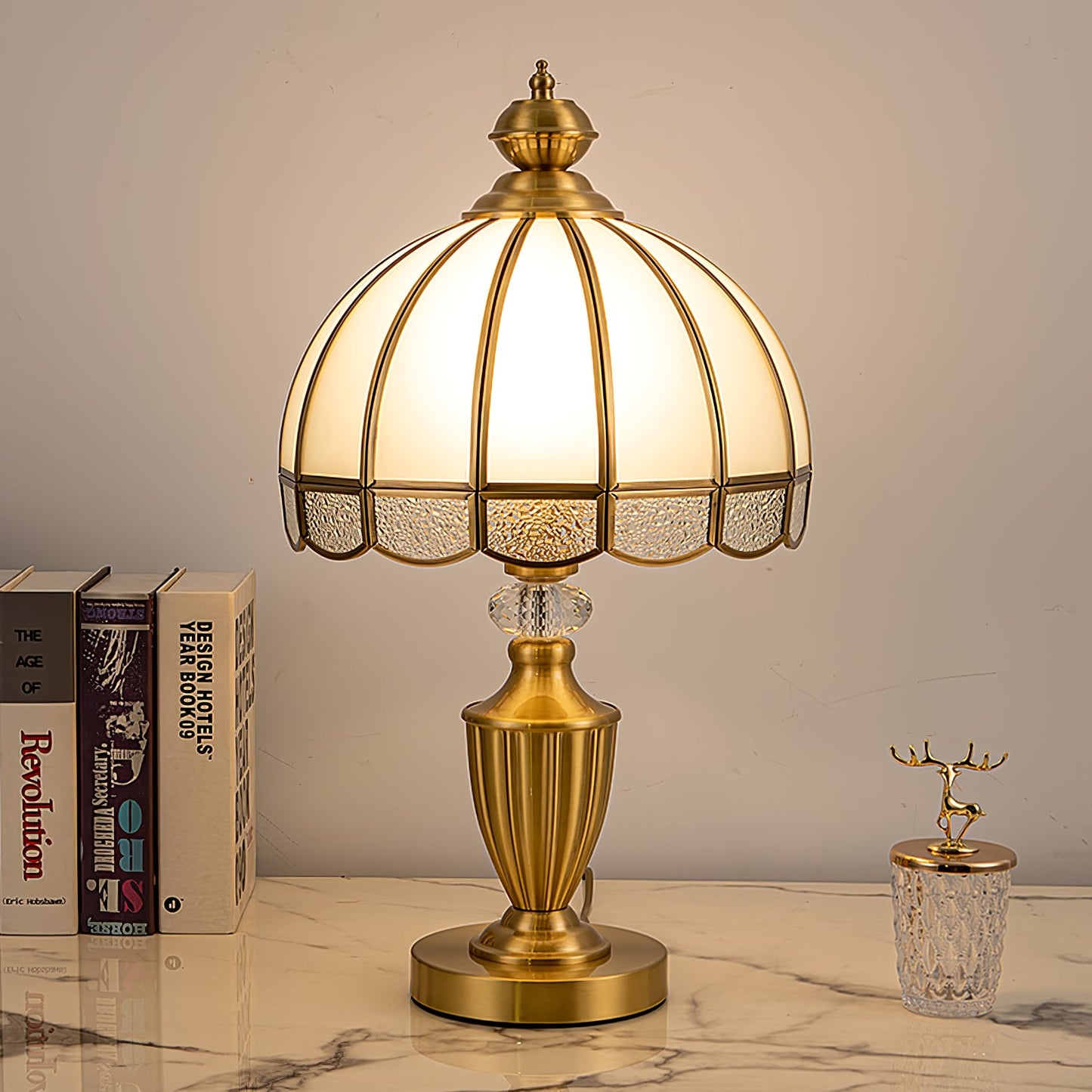 Clarissa Table Lamp | Brass & Glass | White Shade