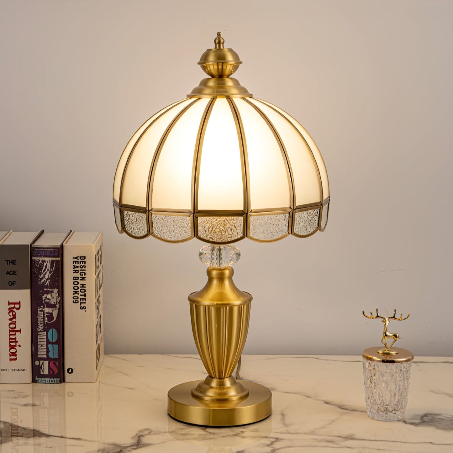 Clarissa Table Lamp | Brass & Glass | White Shade