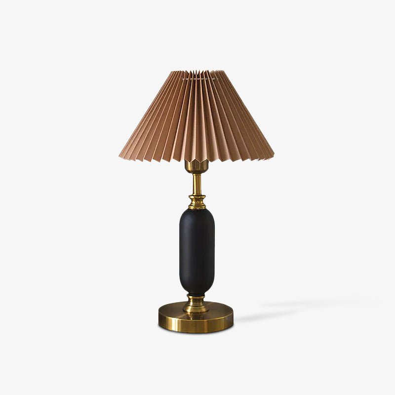 Classic Table Lamp | Metal, Iron, Fabric | Antique Brass Finish