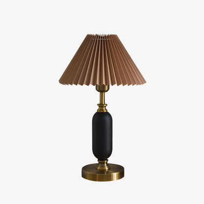 Classic Table Lamp | Metal, Iron, Fabric | Antique Brass Finish