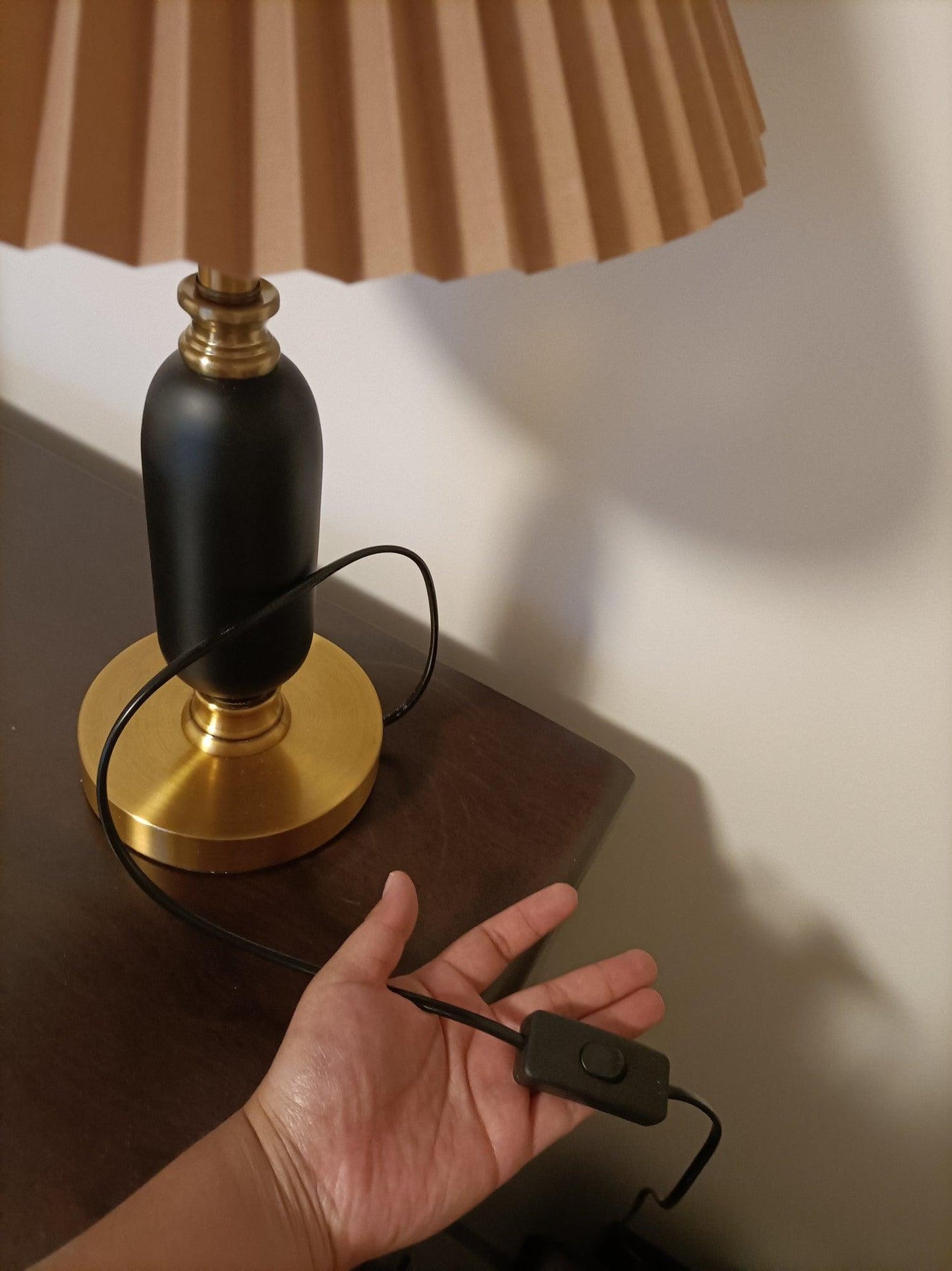Classic Table Lamp | Metal, Iron, Fabric | Antique Brass Finish
