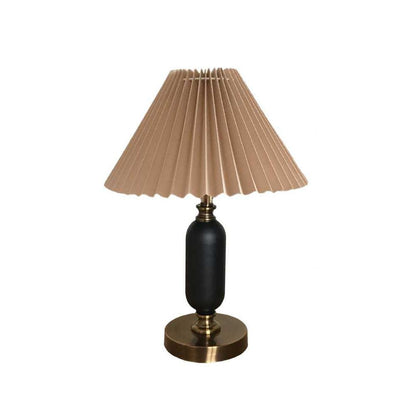 Classic Table Lamp | Metal, Iron, Fabric | Antique Brass Finish
