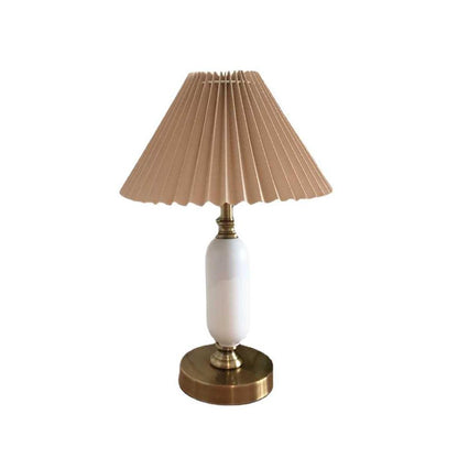 Classic Table Lamp | Metal, Iron, Fabric | Antique Brass Finish