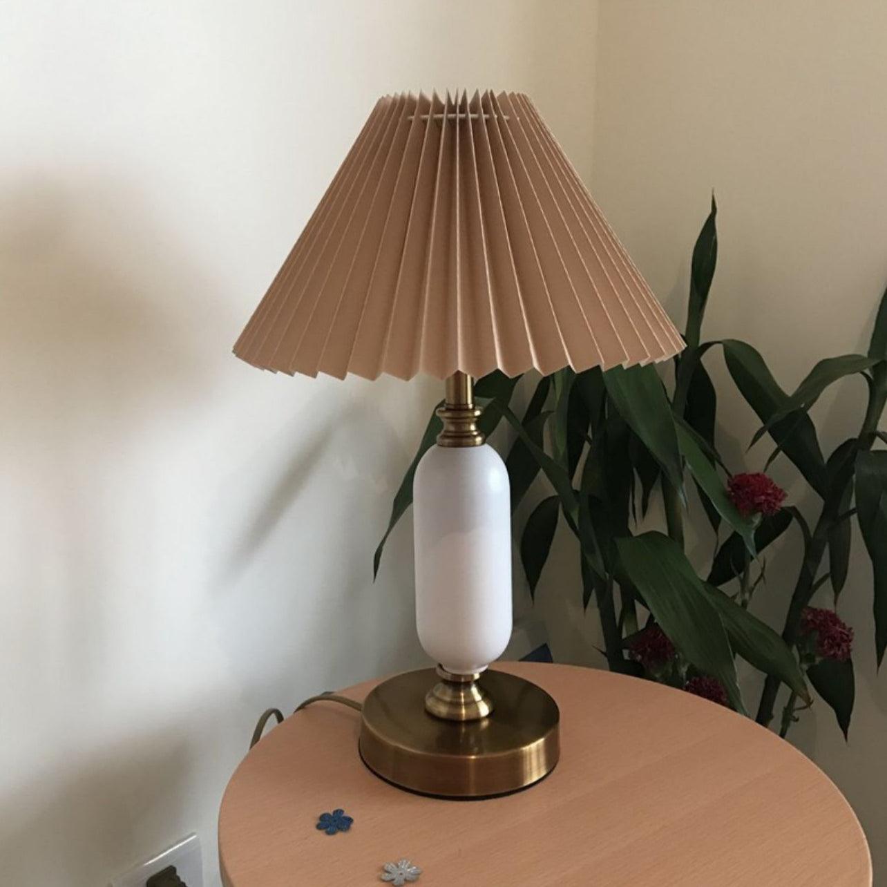 Classic Table Lamp | Metal, Iron, Fabric | Antique Brass Finish