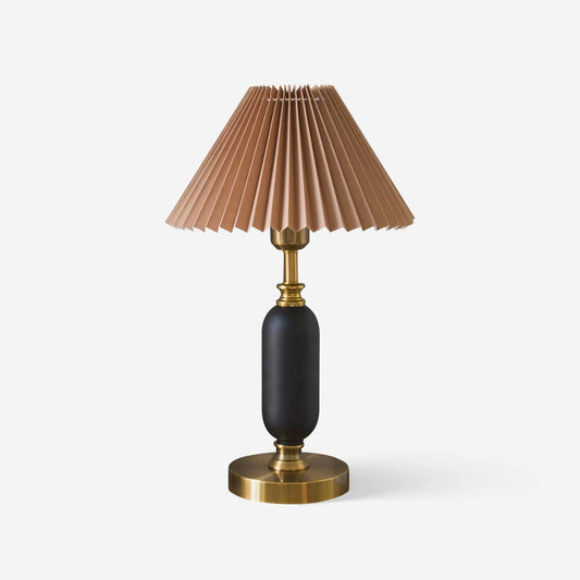 Classic Table Lamp | Metal, Iron, Fabric | Antique Brass Finish