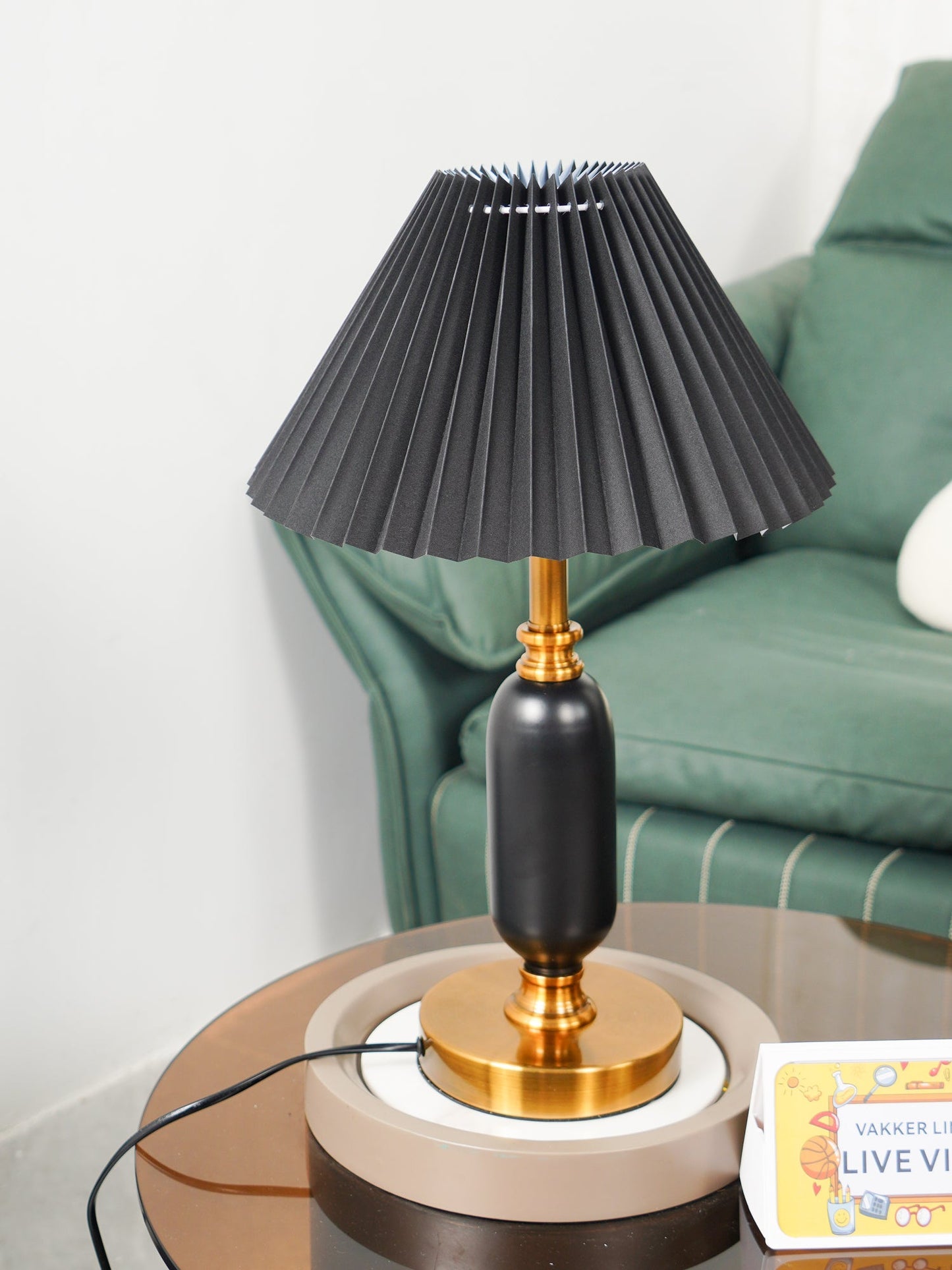 Classic Table Lamp | Metal, Iron, Fabric | Antique Brass Finish