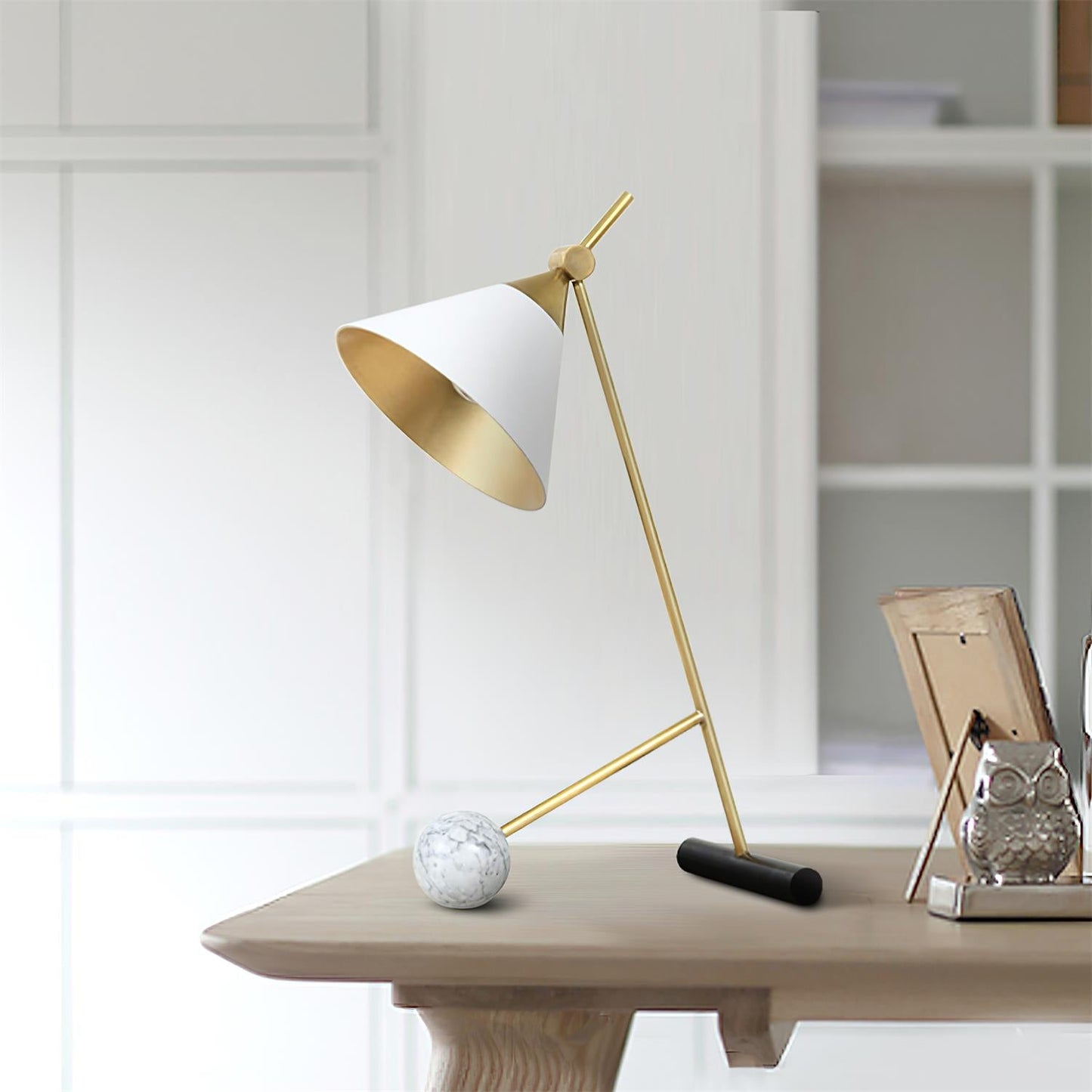 Cleo Table Lamp | Iron & Marble | Gold, Black, White