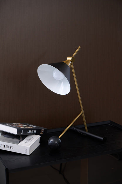 Cleo Table Lamp | Iron & Marble | Gold, Black, White