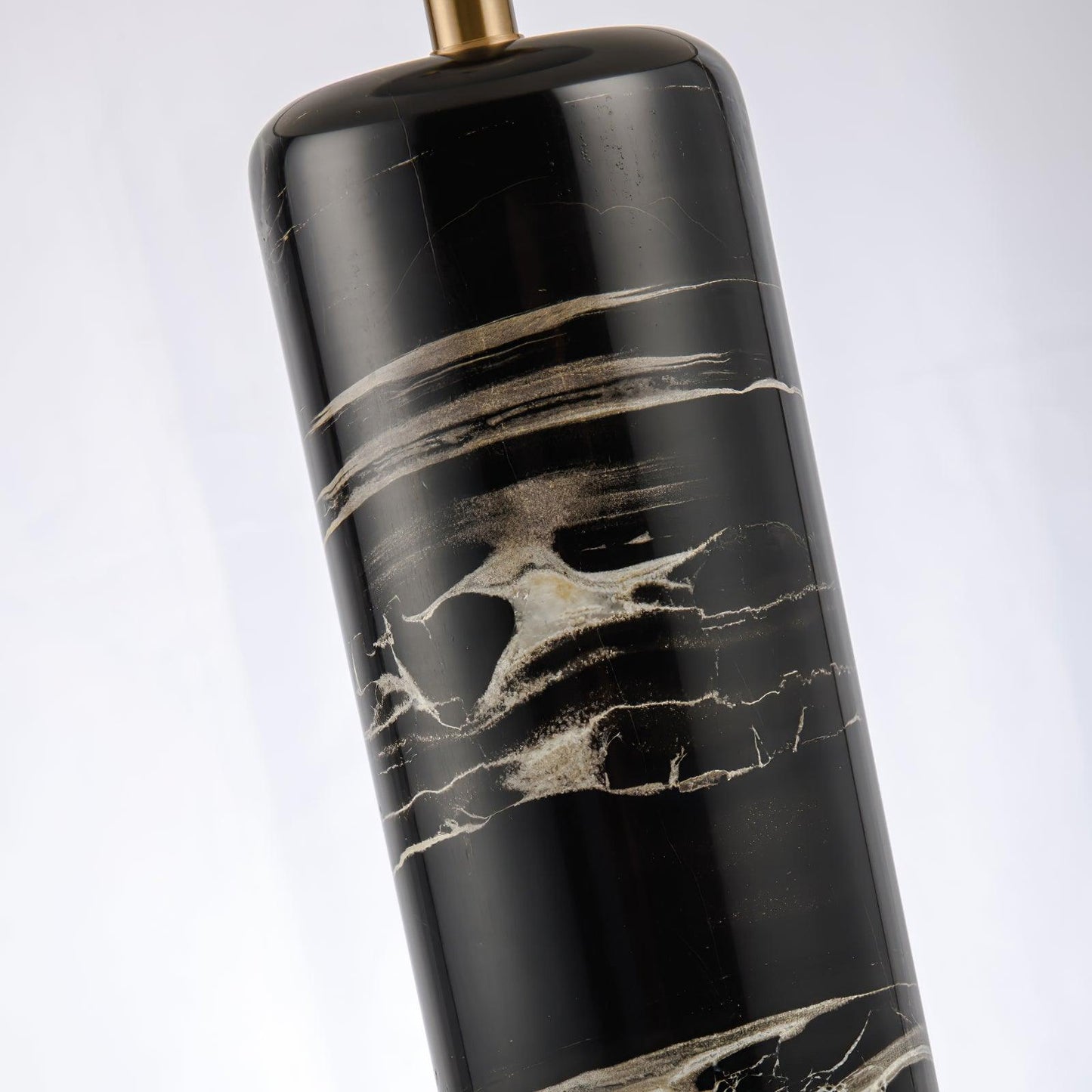 Cliff Table Lamp | Metal, Marble, Fabric | Black Marble, White Shade