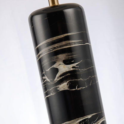 Cliff Table Lamp | Metal, Marble, Fabric | Black Marble, White Shade