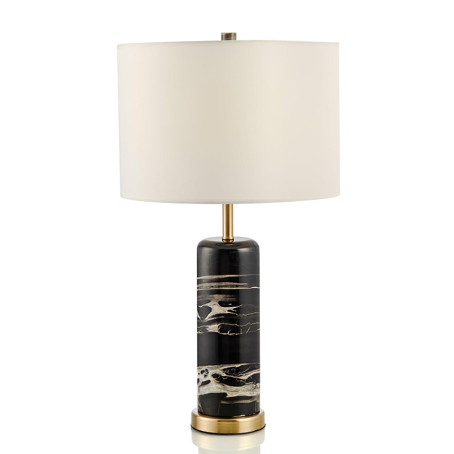 Cliff Table Lamp | Metal, Marble, Fabric | Black Marble, White Shade