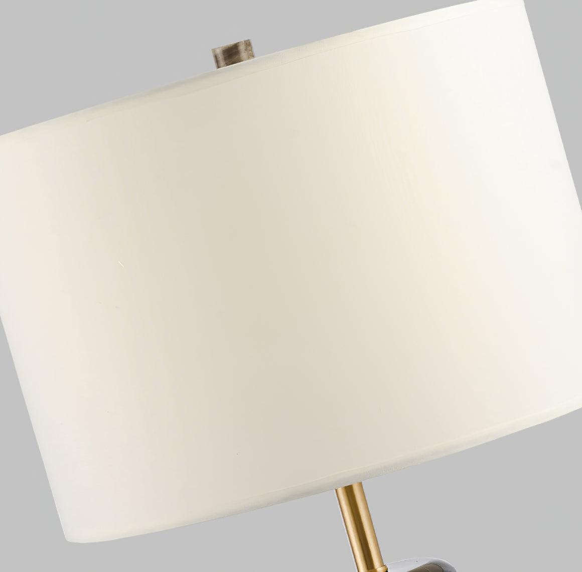 Cliff Table Lamp | Metal, Marble, Fabric | Black Marble, White Shade