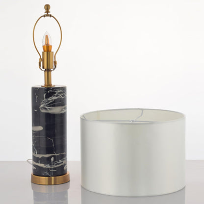 Cliff Table Lamp | Metal, Marble, Fabric | Black Marble, White Shade