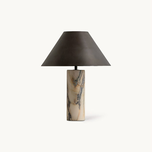 Cline Table Lamp | White Marble Base | Black Shade