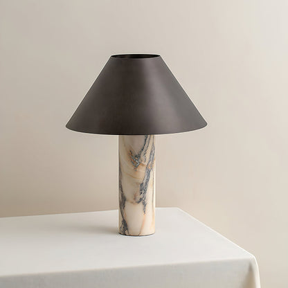 Cline Table Lamp | White Marble Base | Black Shade