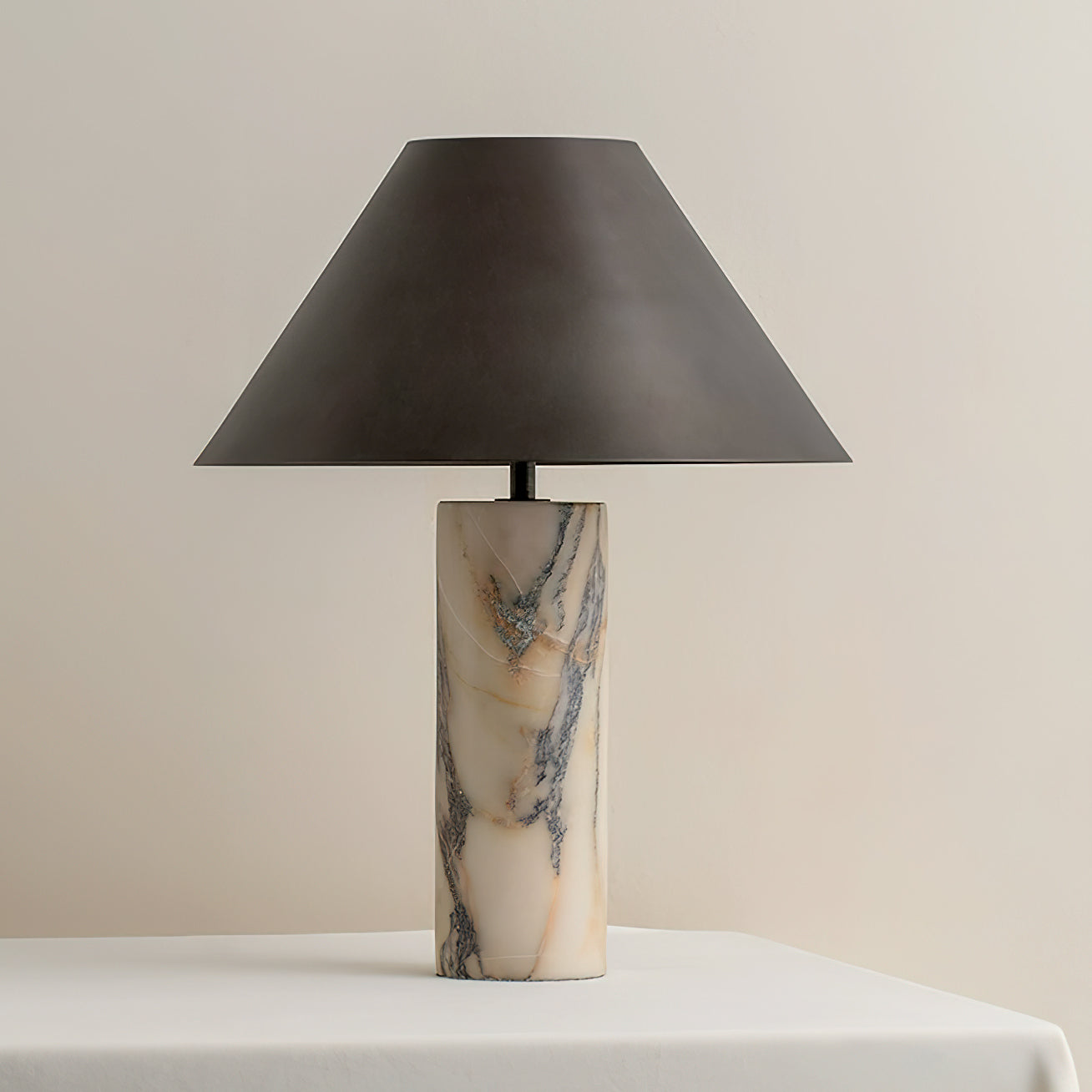 Cline Table Lamp | White Marble Base | Black Shade