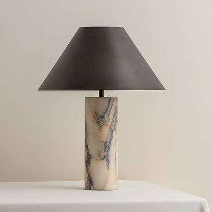 Cline Table Lamp | White Marble Base | Black Shade