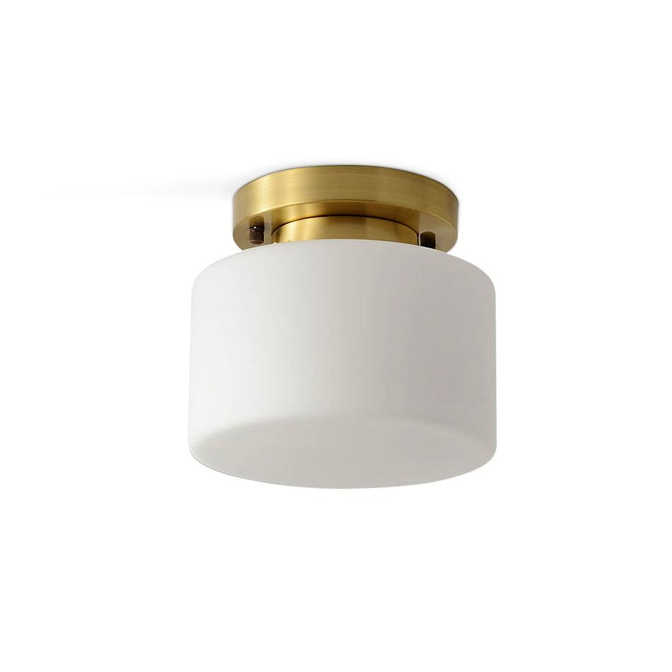 Clinio Flush Mount Ceiling Light | Brass & Glass | White Shade