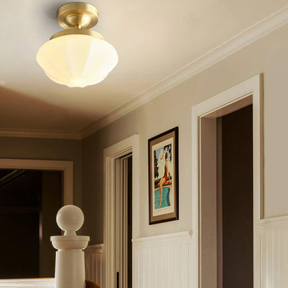 Clinio Flush Mount Ceiling Light | Brass & Glass | White Shade