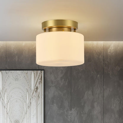 Clinio Flush Mount Ceiling Light | Brass & Glass | White Shade