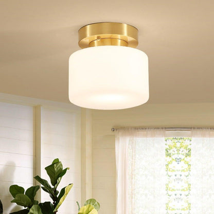 Clinio Flush Mount Ceiling Light | Brass & Glass | White Shade