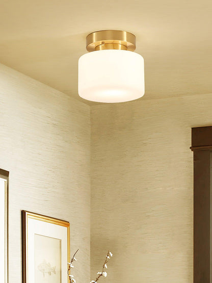 Clinio Flush Mount Ceiling Light | Brass & Glass | White Shade