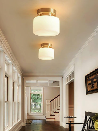 Clinio Flush Mount Ceiling Light | Brass & Glass | White Shade