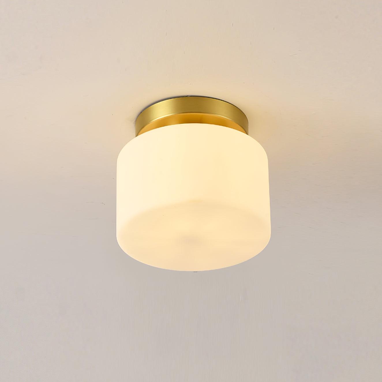 Clinio Flush Mount Ceiling Light | Brass & Glass | White Shade