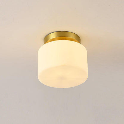 Clinio Flush Mount Ceiling Light | Brass & Glass | White Shade