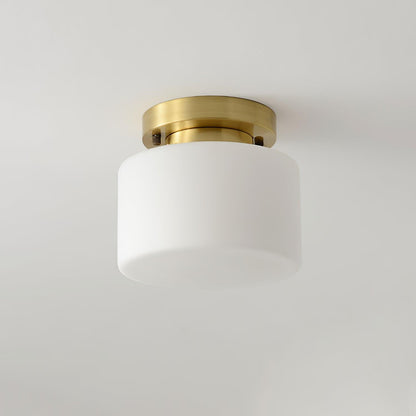 Clinio Flush Mount Ceiling Light | Brass & Glass | White Shade