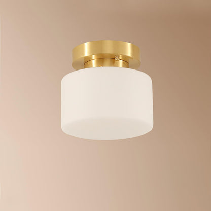 Clinio Flush Mount Ceiling Light | Brass & Glass | White Shade