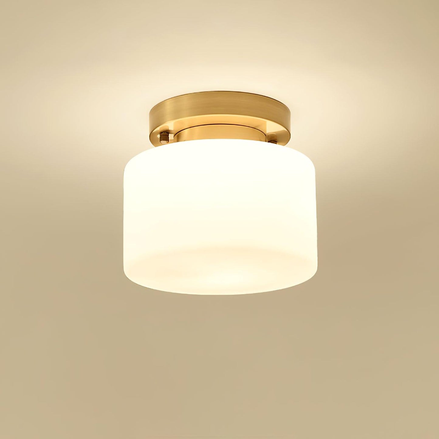 Clinio Flush Mount Ceiling Light | Brass & Glass | White Shade