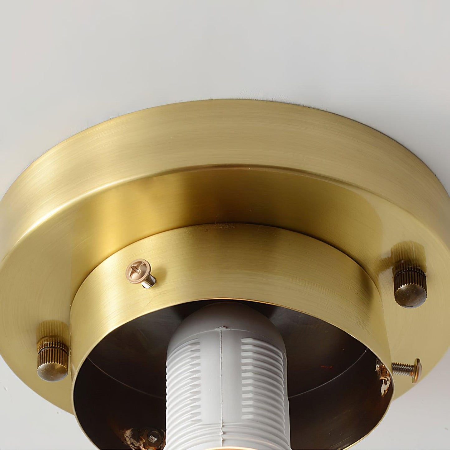 Clinio Flush Mount Ceiling Light | Brass & Glass | White Shade