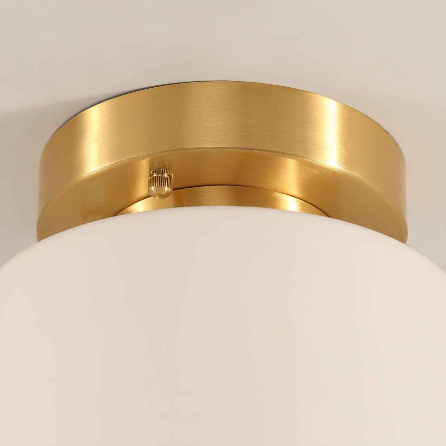 Clinio Flush Mount Ceiling Light | Brass & Glass | White Shade