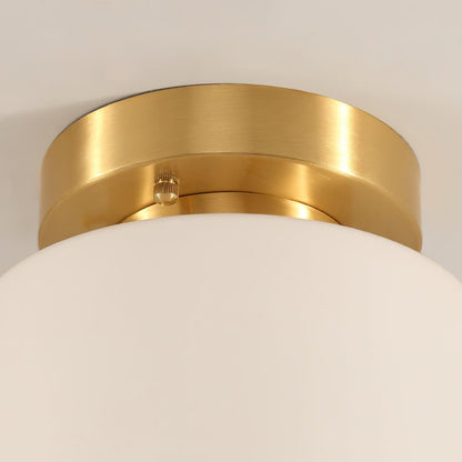 Clinio Flush Mount Ceiling Light | Brass & Glass | White Shade