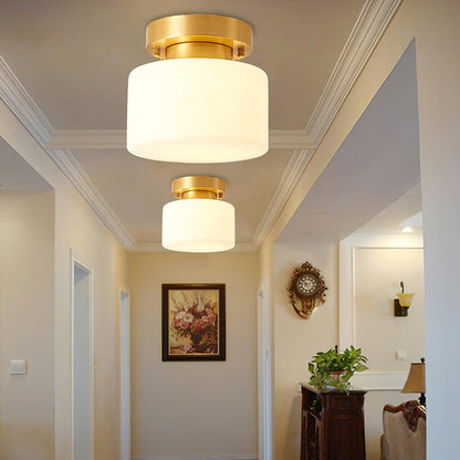 Clinio Flush Mount Ceiling Light | Brass & Glass | White Shade