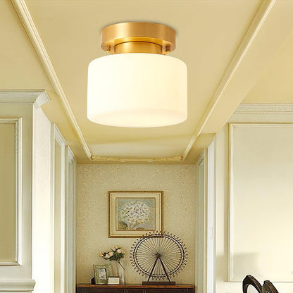 Clinio Flush Mount Ceiling Light | Brass & Glass | White Shade