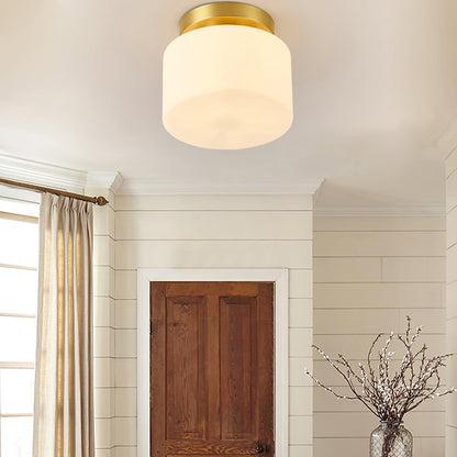 Clinio Flush Mount Ceiling Light | Brass & Glass | White Shade