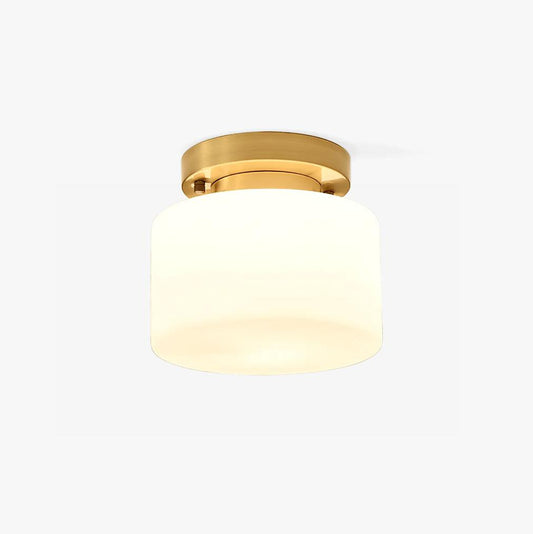 Clinio Flush Mount Ceiling Light | Brass & Glass | White Shade