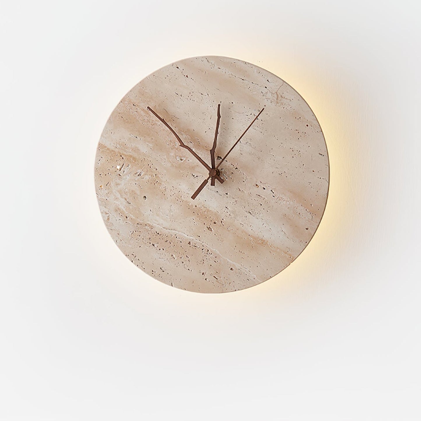 Clock Wall Lamp | Travertine Stone | Yellow