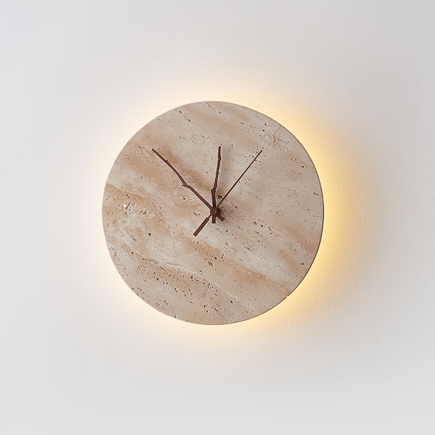 Clock Wall Lamp | Travertine Stone | Yellow
